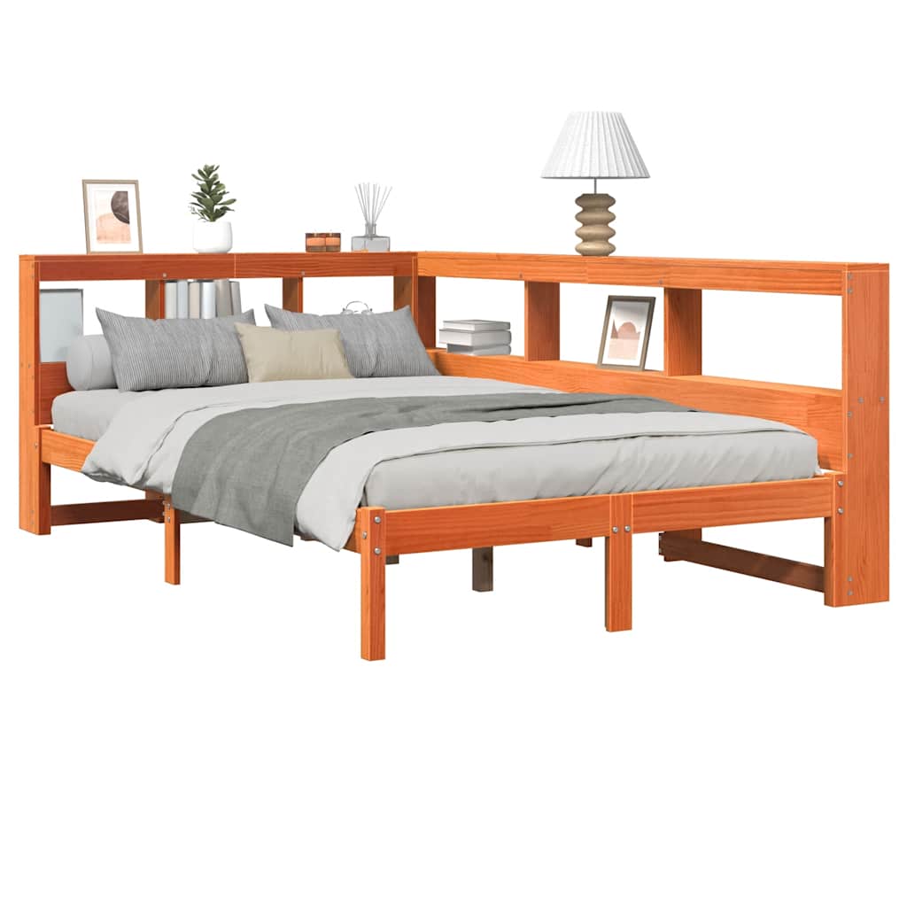 Letto Libreria senza Materasso Marrone Cera 120x200 cm in Pino - homemem39