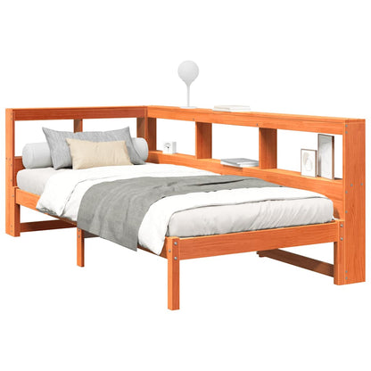 Letto Libreria senza Materasso Marrone Cera 100x200 cm in Pino - homemem39