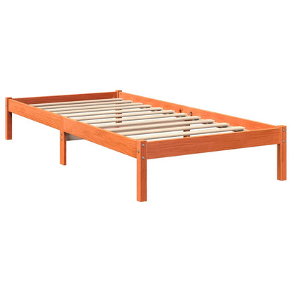 Letto Libreria senza Materasso Marrone Cera 100x200 cm in Pino - homemem39