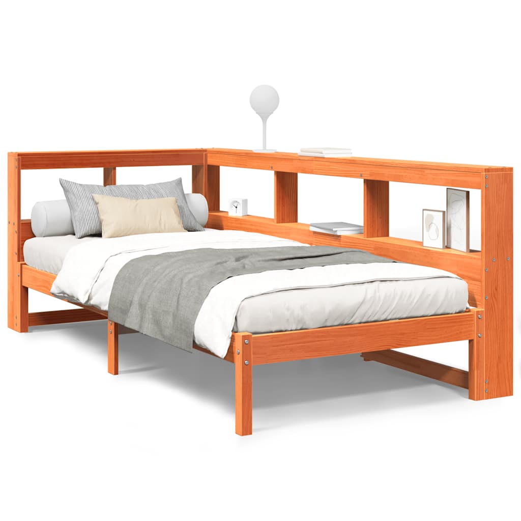 Letto Libreria senza Materasso Marrone Cera 90x200 cm in Pino - homemem39