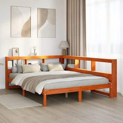 Letto Libreria senza Materasso Marrone Cera 140x190 cm in Pino - homemem39