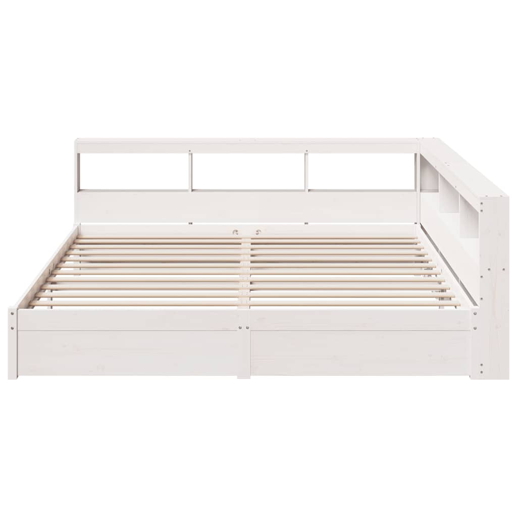 Letto Libreria senza Materasso Bianco 200x200 cm Legno di Pino