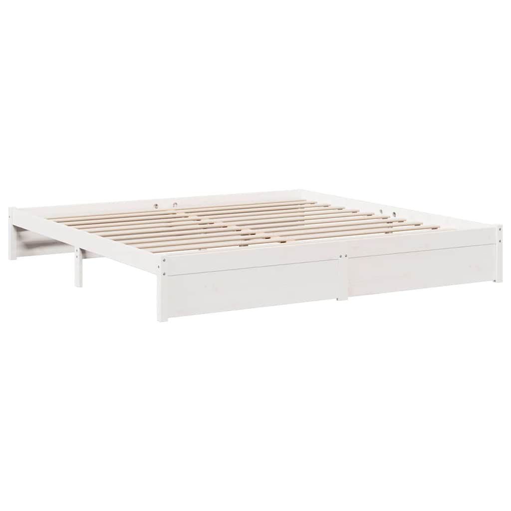 Letto Libreria senza Materasso Bianco 200x200 cm Legno di Pino