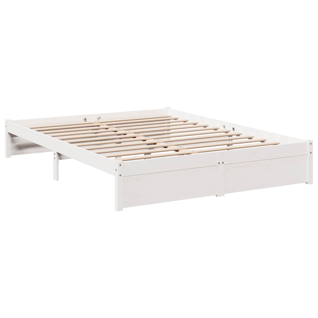 Letto Libreria senza Materasso Bianco 140x200 cm Legno di Pino