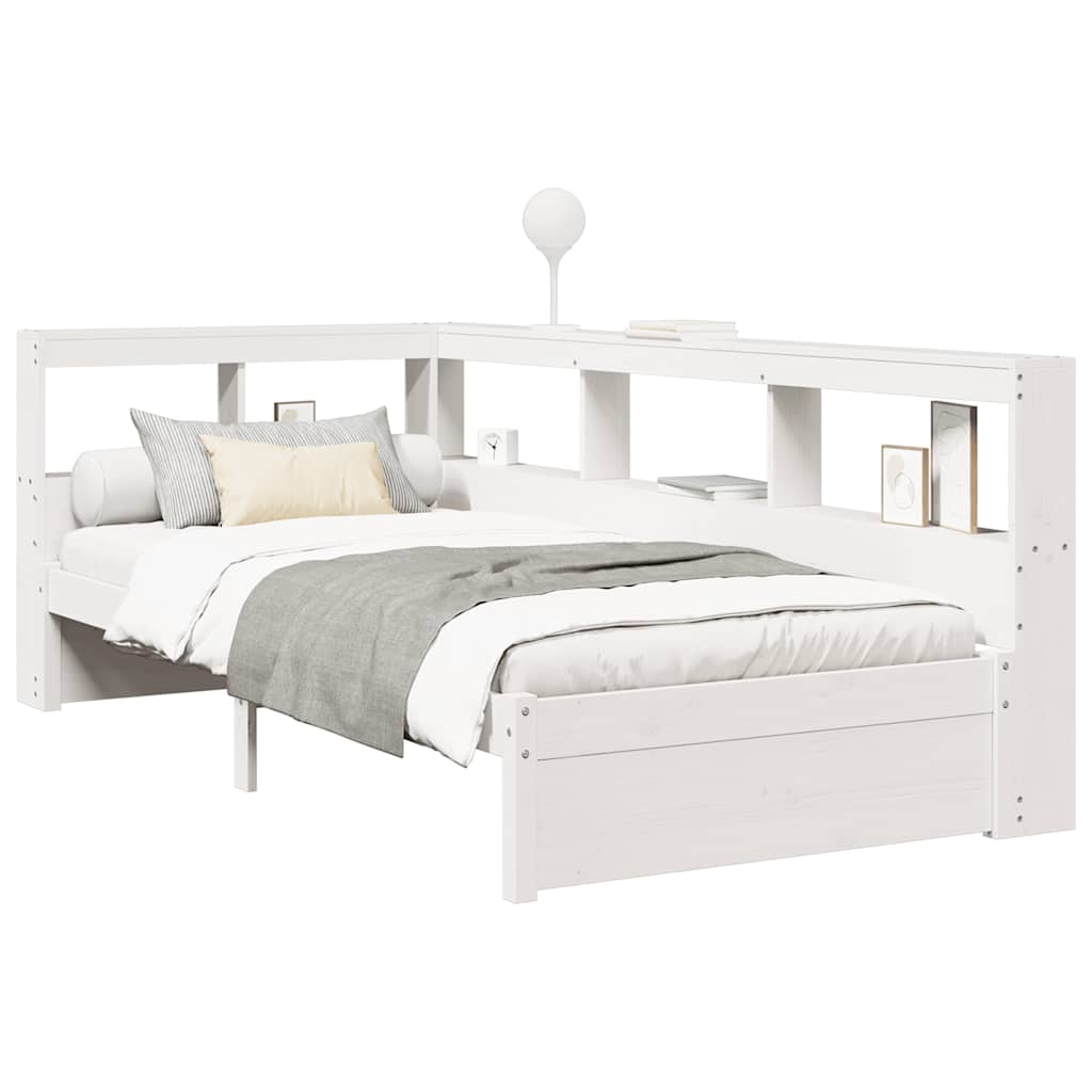 Letto Libreria senza Materasso Bianco 100x200 cm Legno di Pino