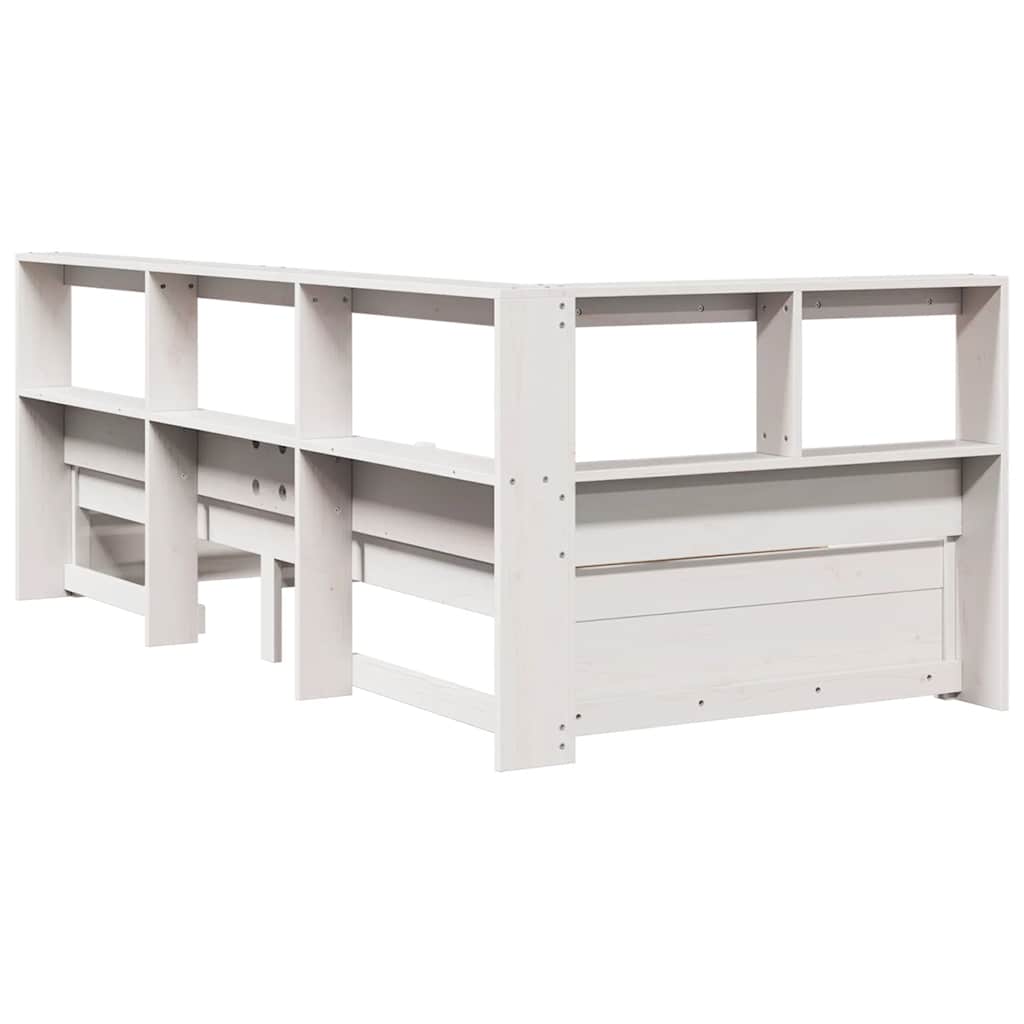 Letto Libreria senza Materasso Bianco 100x200 cm Legno di Pino