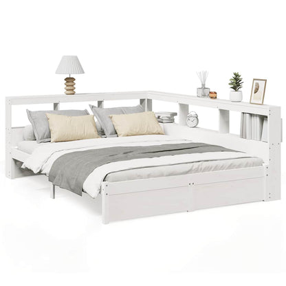 Letto Libreria senza Materasso Bianco 140x190 cm Legno di Pino