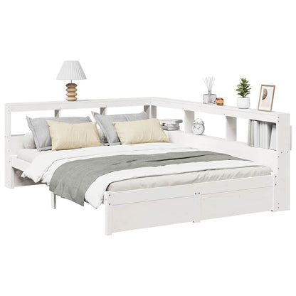 Letto Libreria senza Materasso Bianco 140x190 cm Legno di Pino
