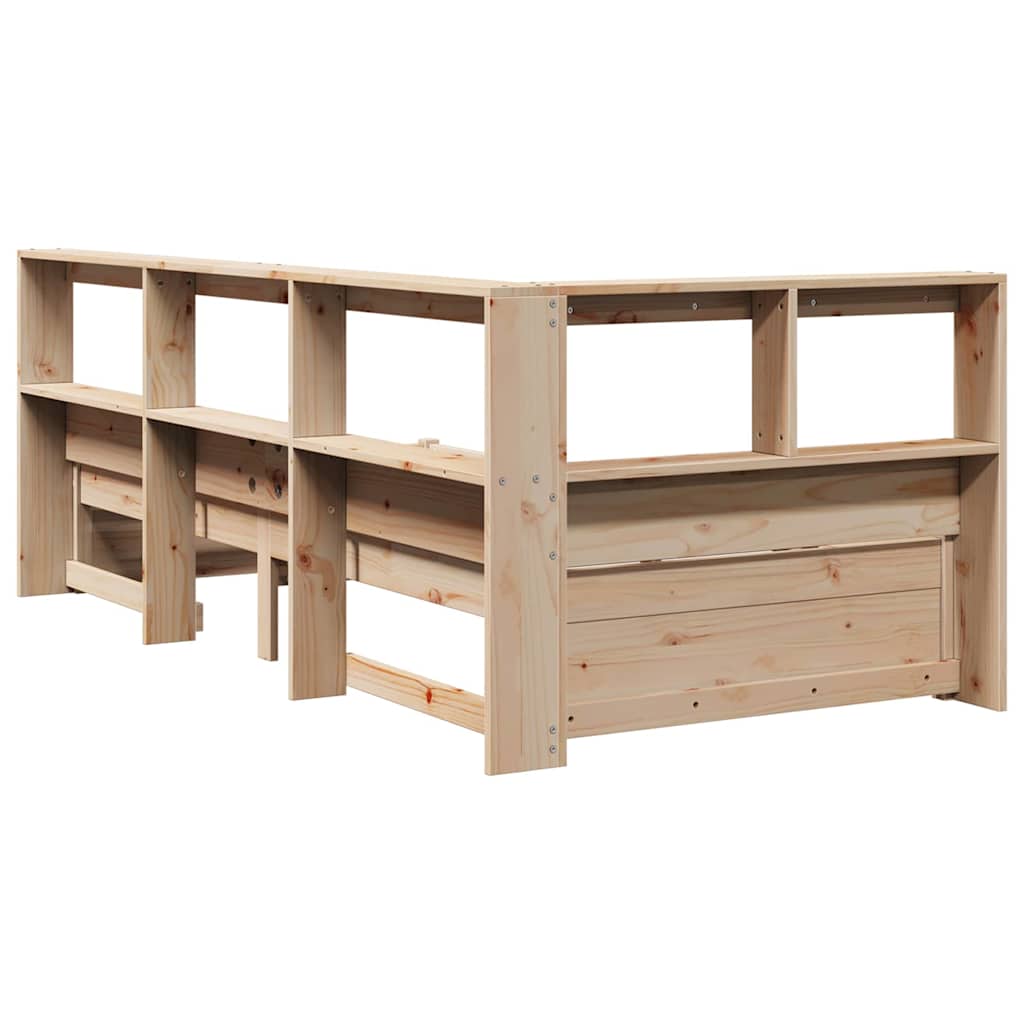 Letto Libreria senza Materasso 90x190 cm Legno Massello Pino