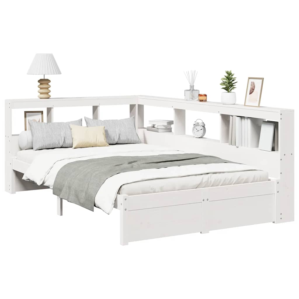 Letto Libreria senza Materasso Bianco 90x190 cm Massello Pino