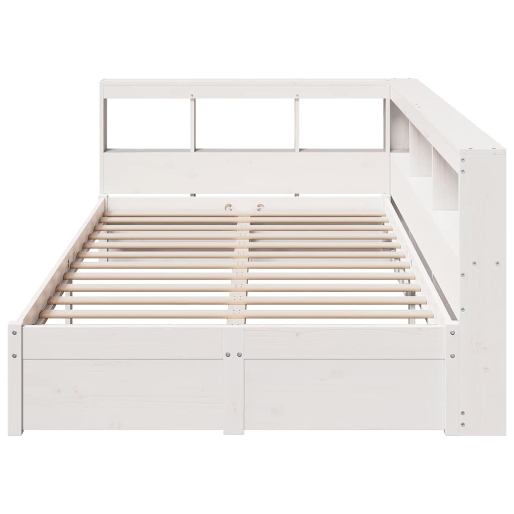 Letto Libreria senza Materasso Bianco 90x190 cm Massello Pino