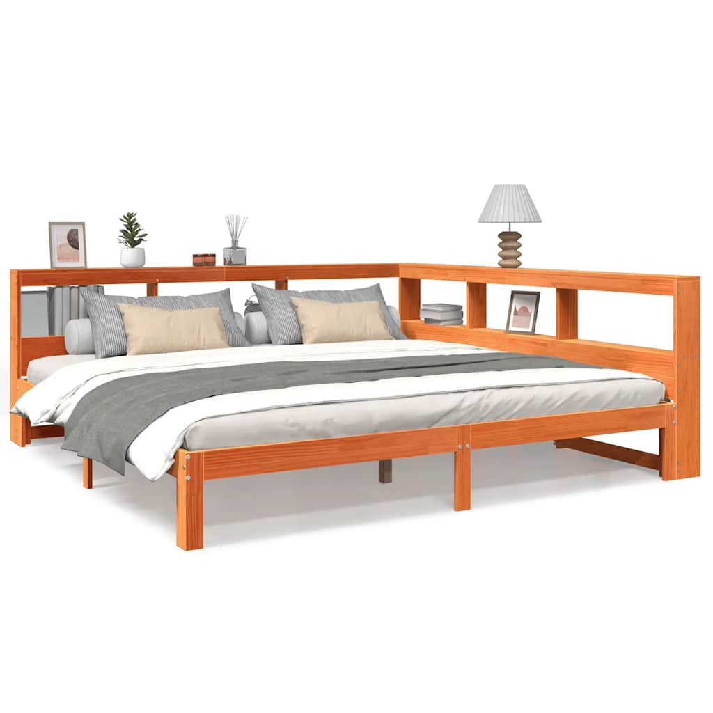 Letto Libreria senza Materasso Marrone Cera 180x200 cm in Pino - homemem39