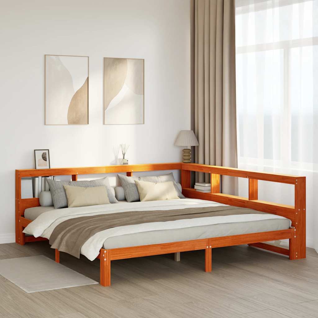 Letto Libreria senza Materasso Marrone Cera 180x200 cm in Pino - homemem39