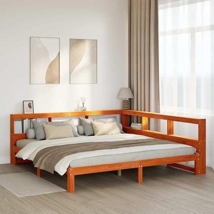 Letto Libreria senza Materasso Marrone Cera 180x200 cm in Pino - homemem39