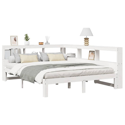 Letto Libreria senza Materasso Bianco 150x200 cm Legno di Pino - homemem39