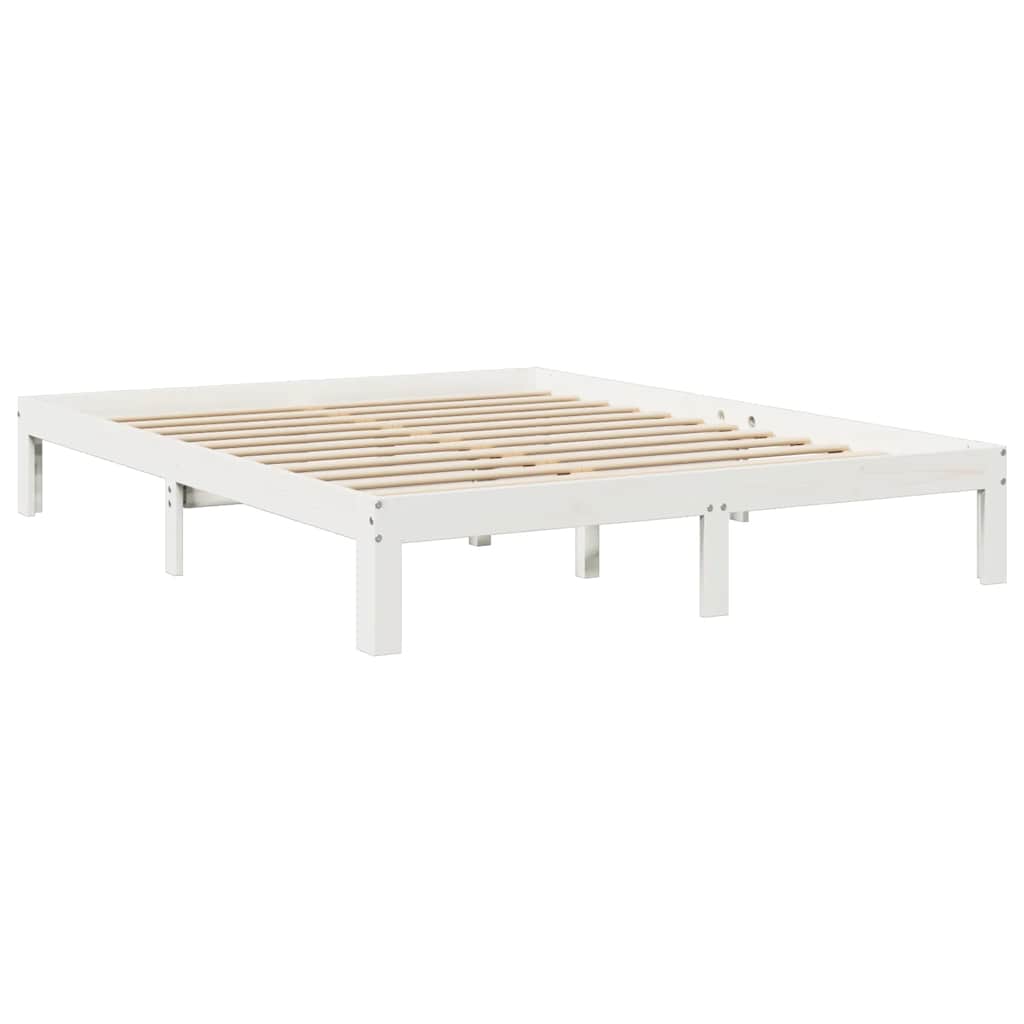 Letto Libreria senza Materasso Bianco 150x200 cm Legno di Pino - homemem39