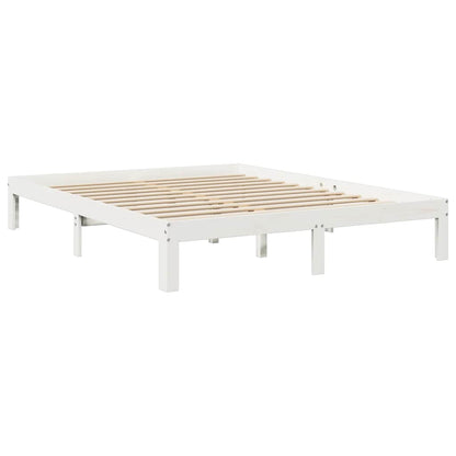 Letto Libreria senza Materasso Bianco 150x200 cm Legno di Pino - homemem39