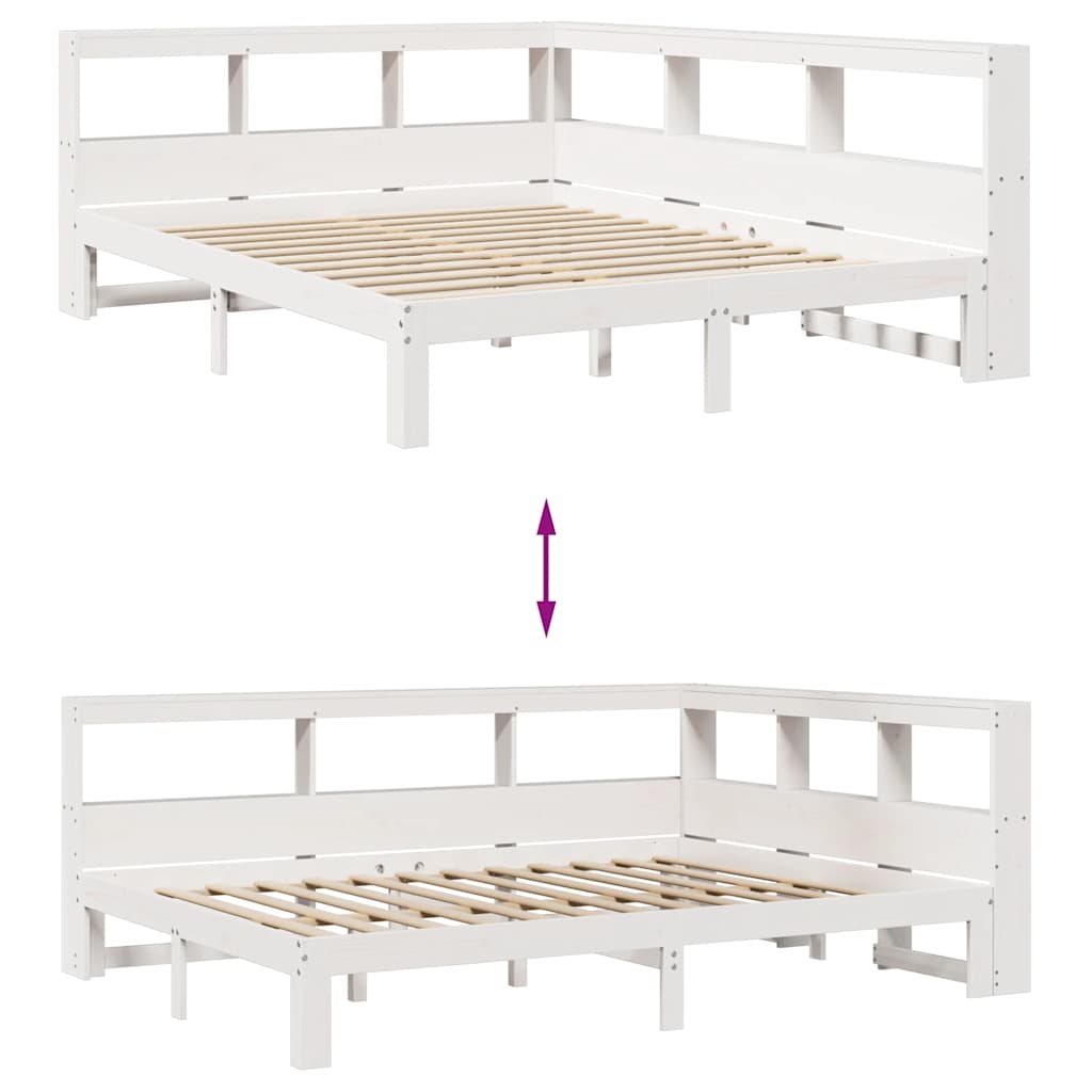 Letto Libreria senza Materasso Bianco 150x200 cm Legno di Pino - homemem39