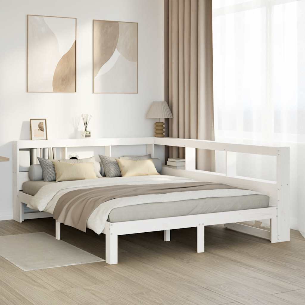 Letto Libreria senza Materasso Bianco 150x200 cm Legno di Pino - homemem39