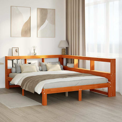 Letto Libreria senza Materasso Marrone Cera 140x200 cm in Pino - homemem39