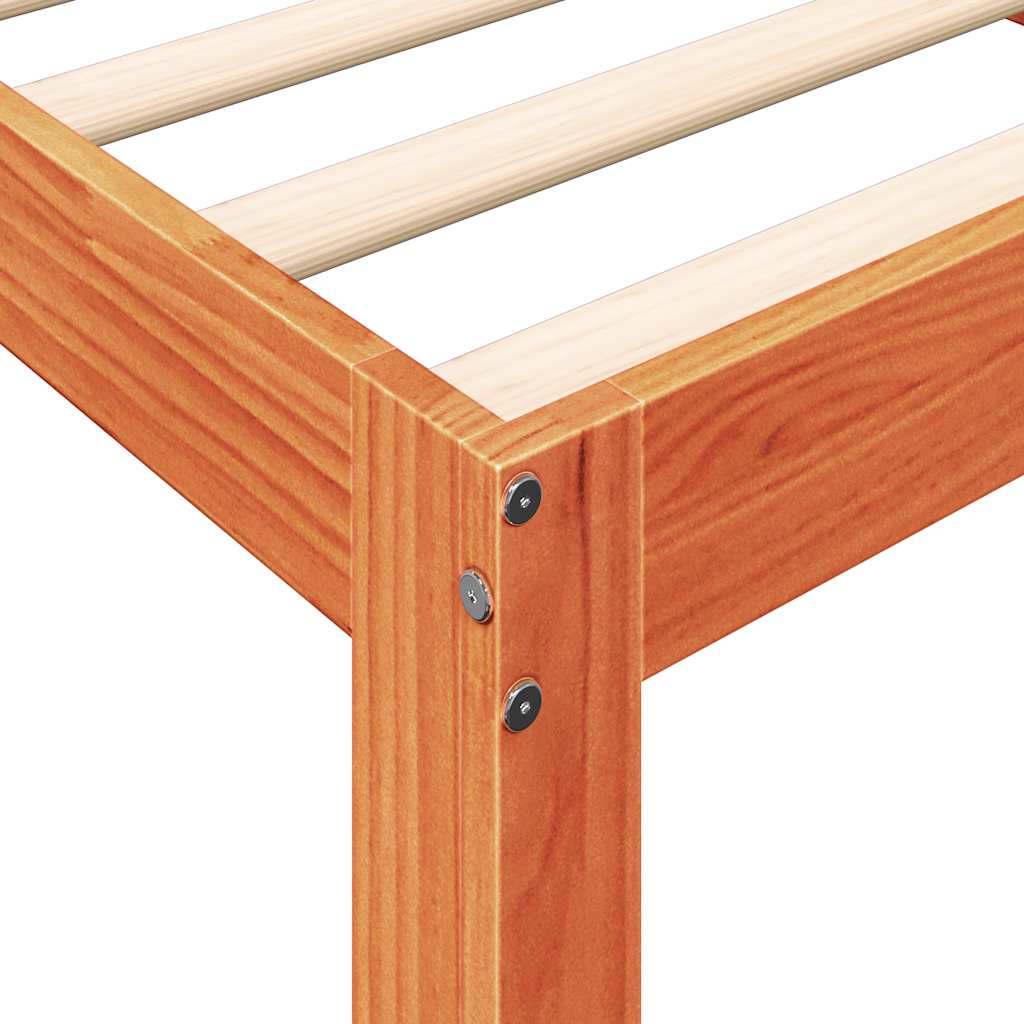 Letto Libreria senza Materasso Marrone Cera 100x200 cm in Pino - homemem39