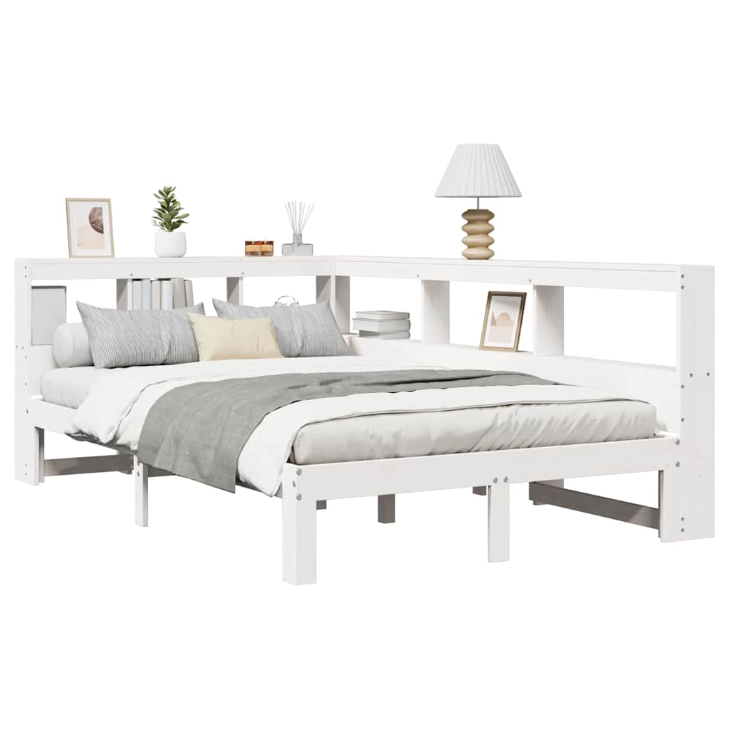 Letto Libreria senza Materasso Bianco 135x190 cm Legno di Pino - homemem39