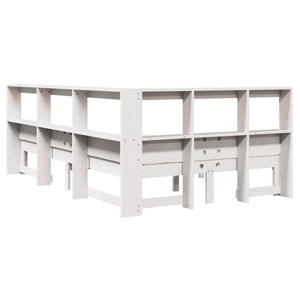 Letto Libreria senza Materasso Bianco 135x190 cm Legno di Pino - homemem39