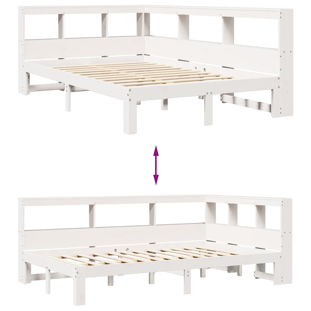 Letto Libreria senza Materasso Bianco 135x190 cm Legno di Pino - homemem39