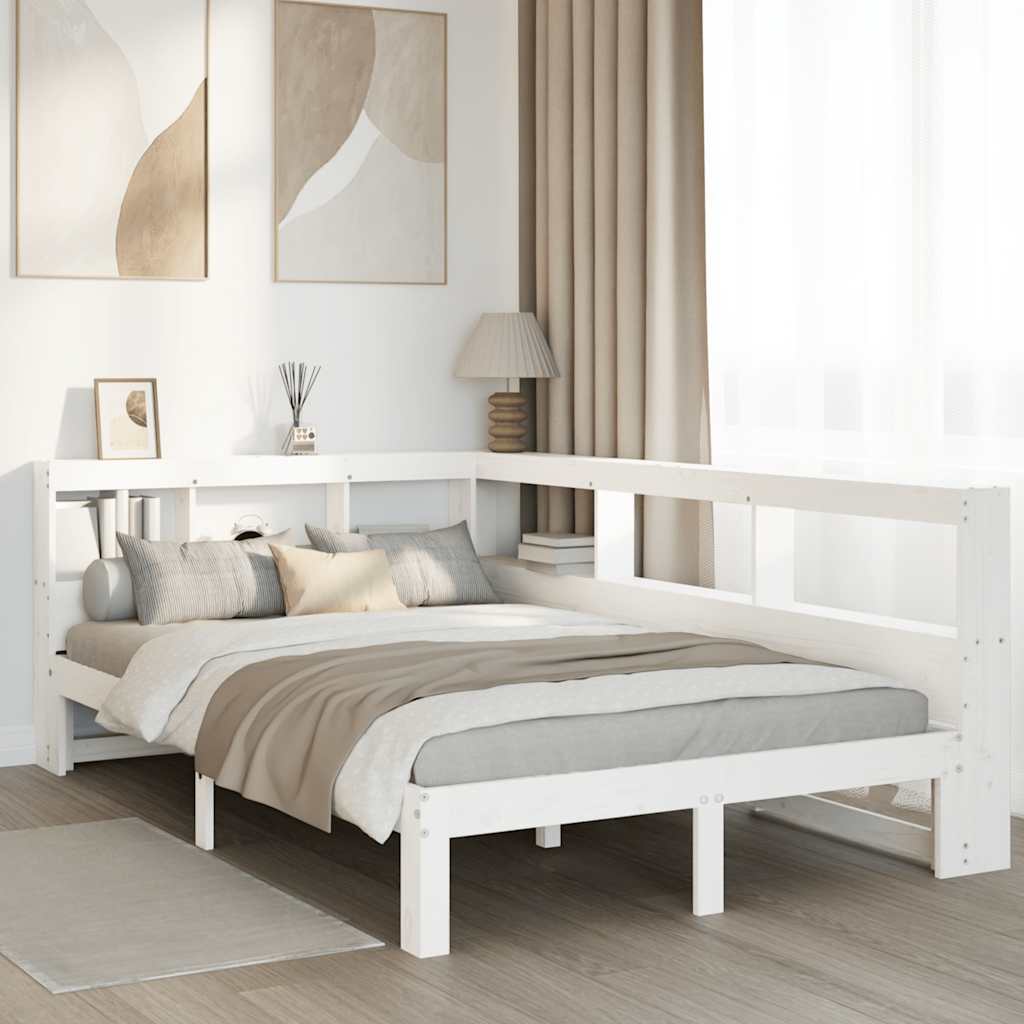 Letto Libreria senza Materasso Bianco 135x190 cm Legno di Pino - homemem39