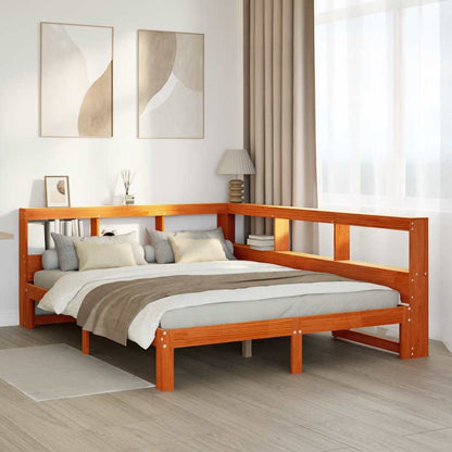 Letto Libreria senza Materasso Marrone Cera 135x190 cm in Pino - homemem39