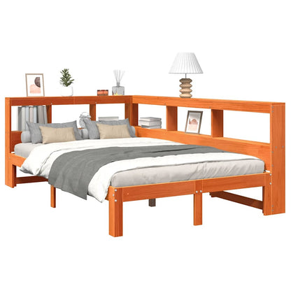 Letto Libreria senza Materasso Marrone Cera 120x190 cm in Pino - homemem39