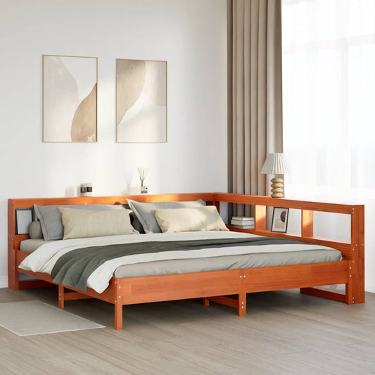 Letto Libreria senza Materasso Marrone Cera 180x200 cm in Pino - homemem39
