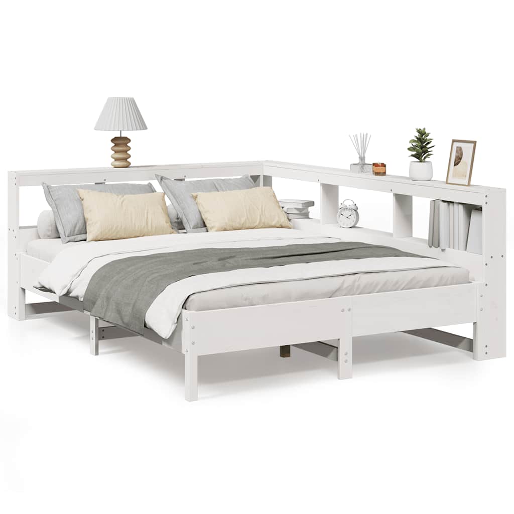 Letto Libreria senza Materasso Bianco 150x200 cm Legno di Pino - homemem39
