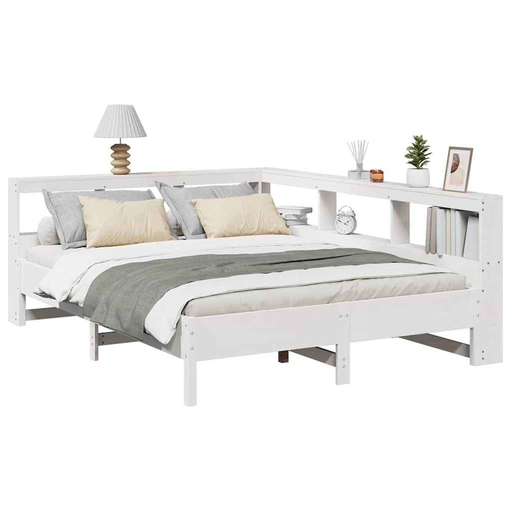 Letto Libreria senza Materasso Bianco 150x200 cm Legno di Pino - homemem39
