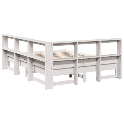 Letto Libreria senza Materasso Bianco 150x200 cm Legno di Pino - homemem39