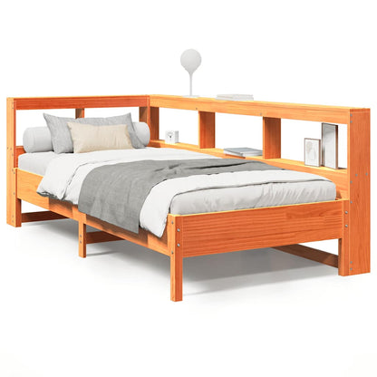 Letto Libreria senza Materasso Marrone Cera 100x200 cm in Pino - homemem39