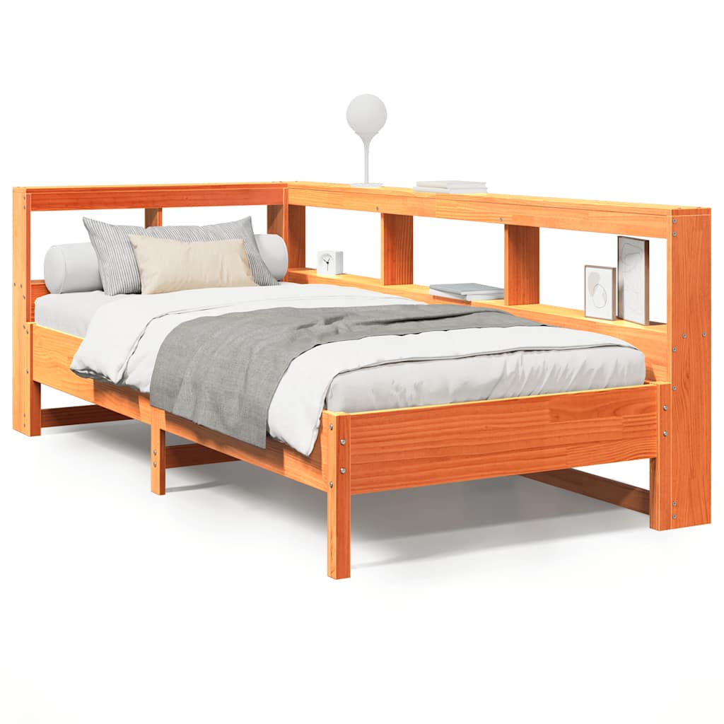 Letto Libreria senza Materasso Marrone Cera 90x200 cm in Pino - homemem39