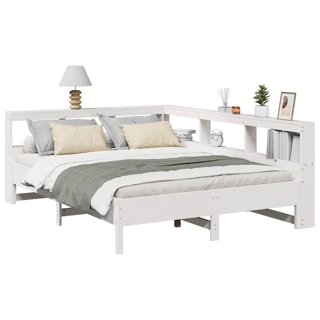 Letto Libreria senza Materasso Bianco 135x190 cm Legno di Pino - homemem39