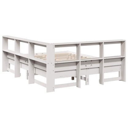 Letto Libreria senza Materasso Bianco 135x190 cm Legno di Pino - homemem39