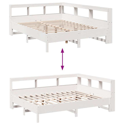 Letto Libreria senza Materasso Bianco 135x190 cm Legno di Pino - homemem39