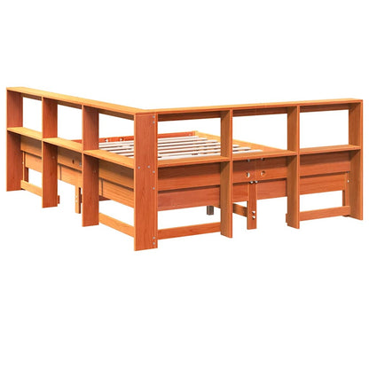 Letto Libreria senza Materasso Marrone Cera 135x190 cm in Pino - homemem39