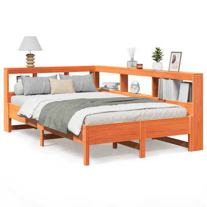 Letto Libreria senza Materasso Marrone Cera 120x190 cm in Pino - homemem39