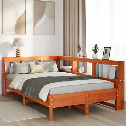 Letto Libreria senza Materasso Marrone Cera 120x190 cm in Pino - homemem39