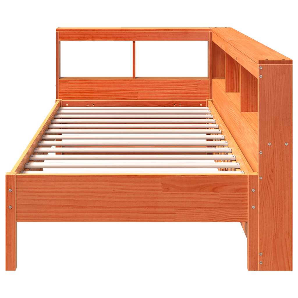 Letto Libreria senza Materasso Marrone Cera 75x190 cm in Pino - homemem39
