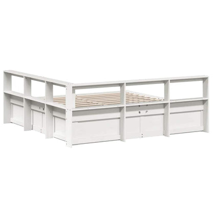 Letto Libreria senza Materasso Bianco 200x200 cm Legno di Pino