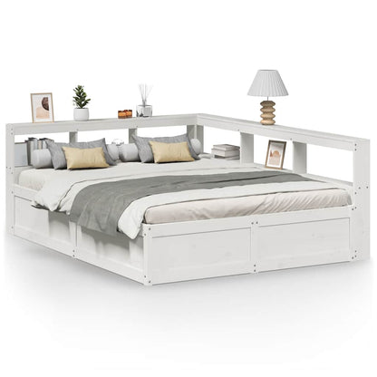 Letto Libreria senza Materasso Bianco 150x200 cm Legno di Pino - homemem39