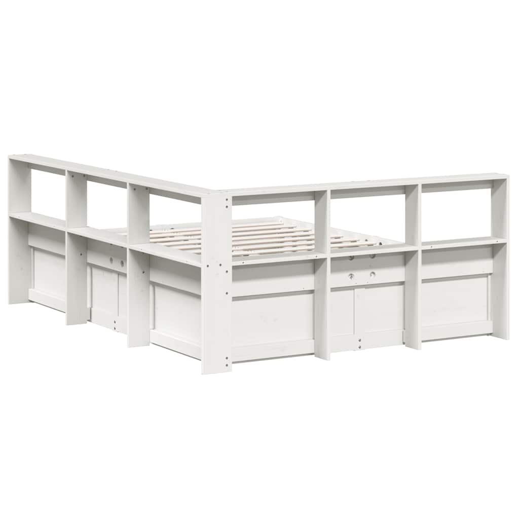 Letto Libreria senza Materasso Bianco 150x200 cm Legno di Pino - homemem39