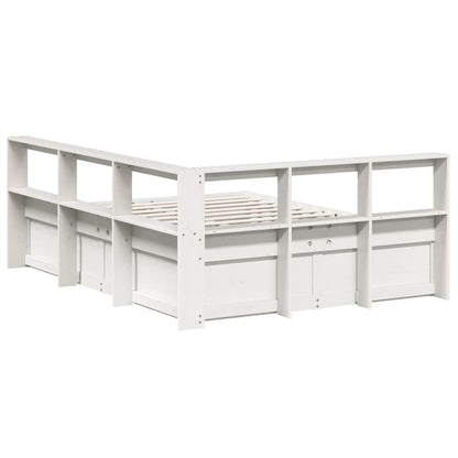 Letto Libreria senza Materasso Bianco 150x200 cm Legno di Pino - homemem39