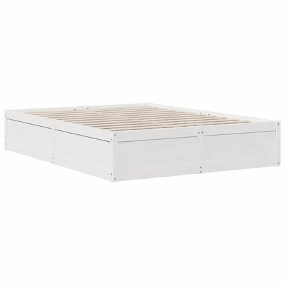 Letto Libreria senza Materasso Bianco 150x200 cm Legno di Pino - homemem39