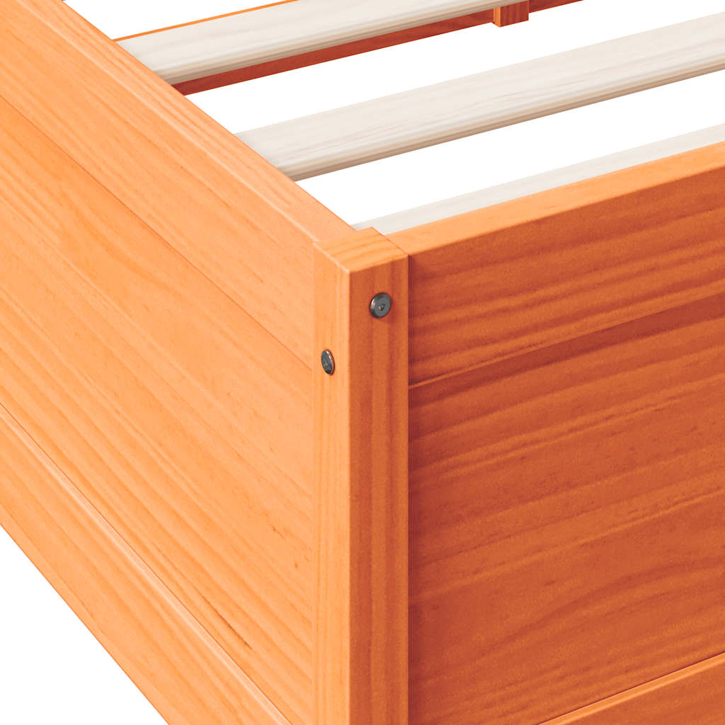 Letto Libreria senza Materasso Marrone Cera 140x190 cm in Pino - homemem39